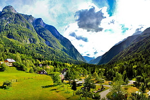 Slovenia,  Mountains,  Sky,  Lodges HD wallpaper