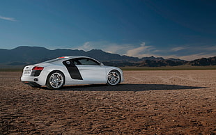 white coupe on the land HD wallpaper