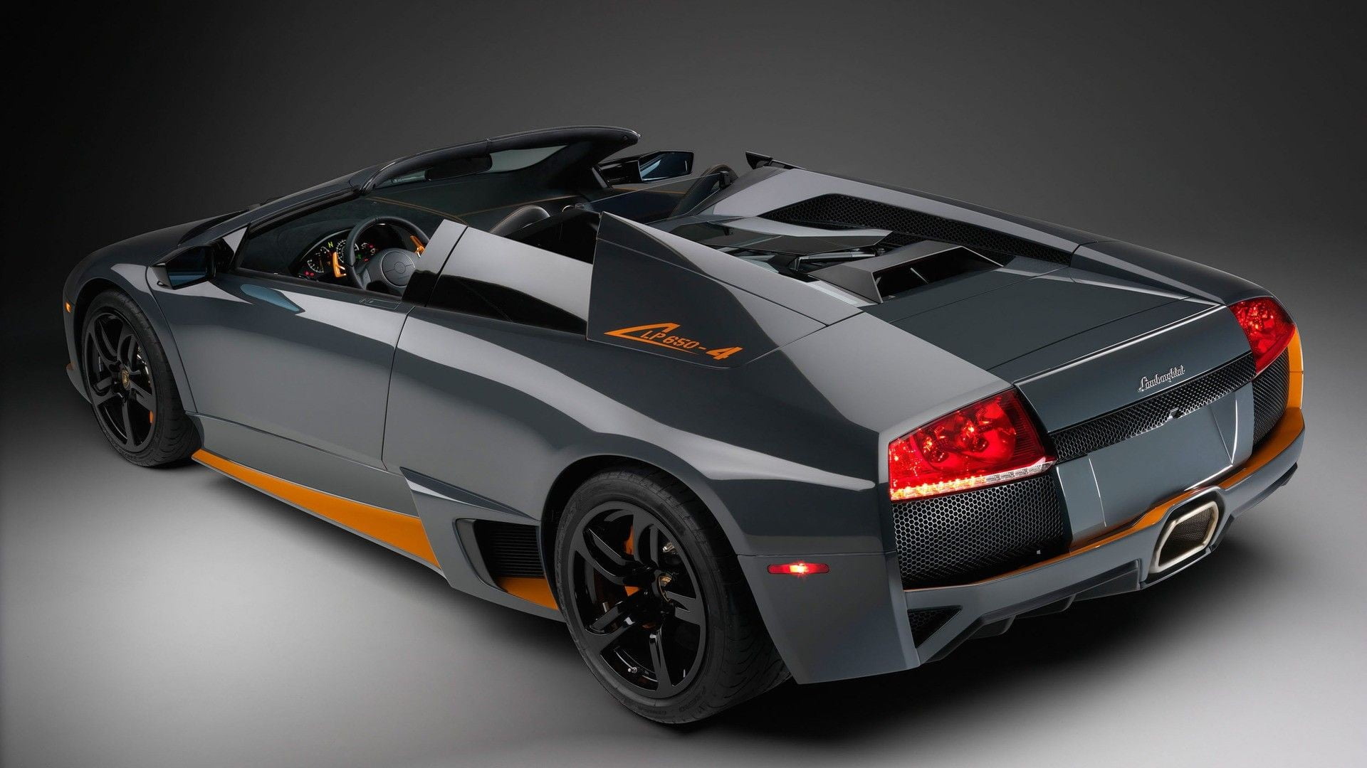 black and orange Lamborghini Murcielago Roadster, car
