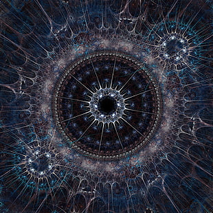 blue and white mandala artwork, Cameron Gray, spiritual, sacred geometry, fractal