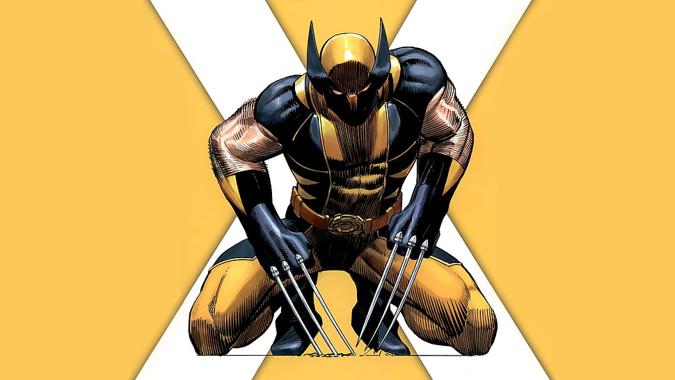 X-Men Wolverine illustration, X-Men, Wolverine, yellow, Marvel Comics HD wallpaper