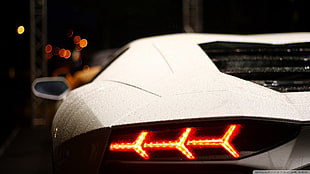 Lamborghini Aventador, car, white cars, bokeh