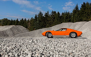 orange muscle car HD wallpaper