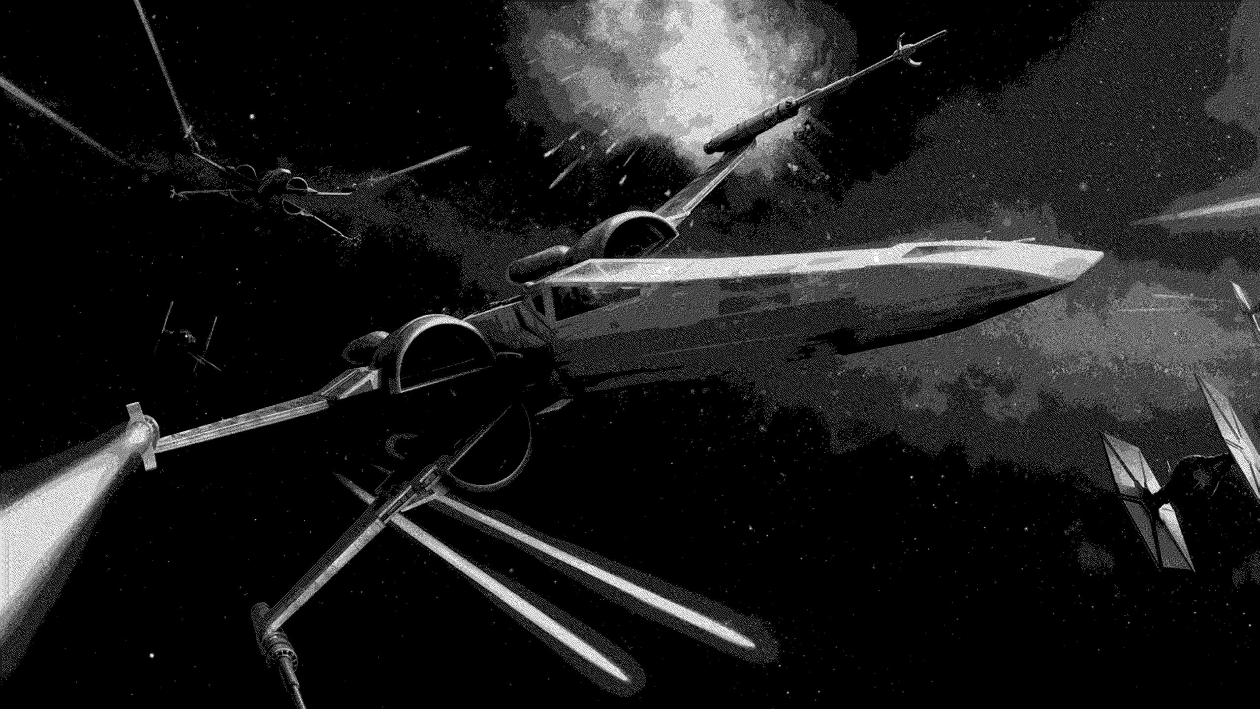 Grayscale photo of Star Wars ships HD wallpaper ...