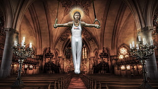 Jesus Christ gymnastic ring edited photo, artwork, men, church