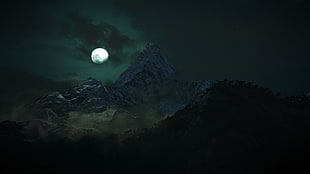 rocky mountain during nighttime photography, landscape