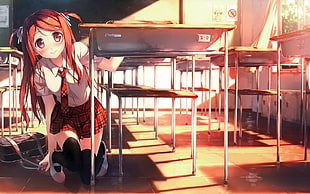 girl anime in school room photo HD wallpaper