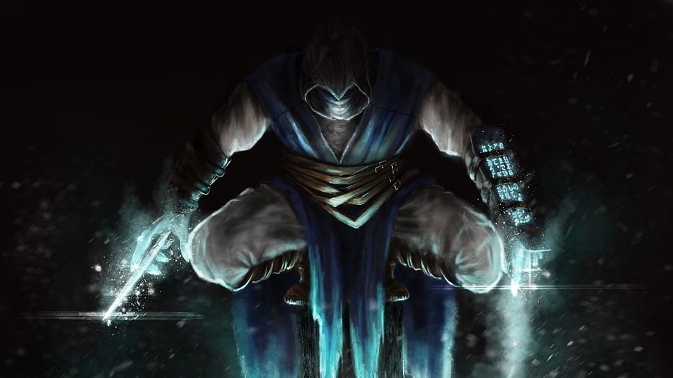 ninja with knife digital wallpaper, Mortal Kombat, Sub-Zero HD wallpaper