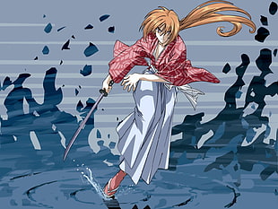 Himura Kenshin, Rurouni Kennshin, anime, manga, Himura Kenshin HD wallpaper