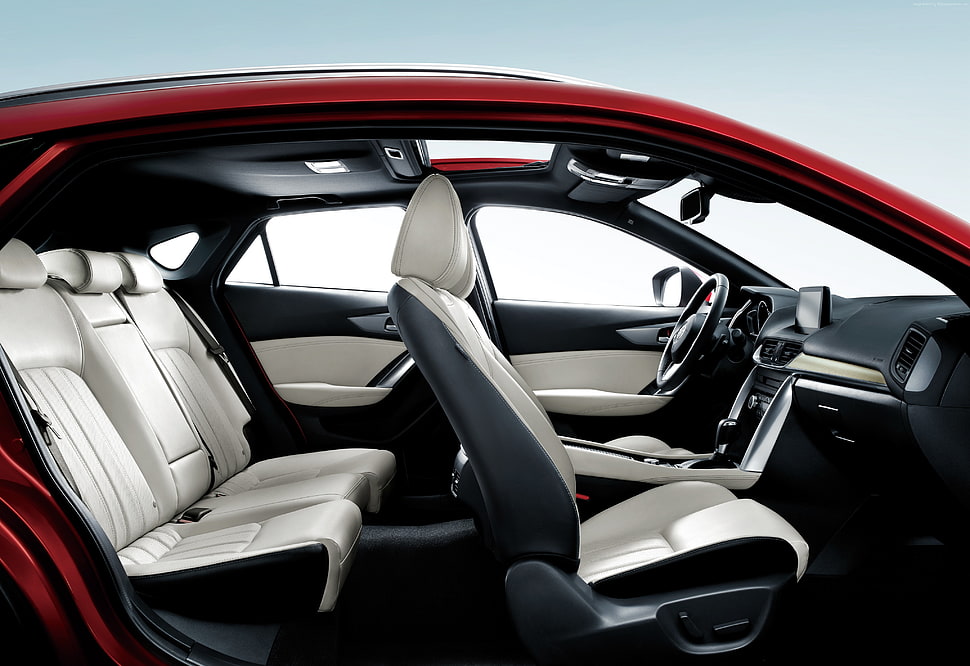 white and grey vehicle interior HD wallpaper