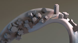 white and gray strap, digital art, render, 3D, simple background