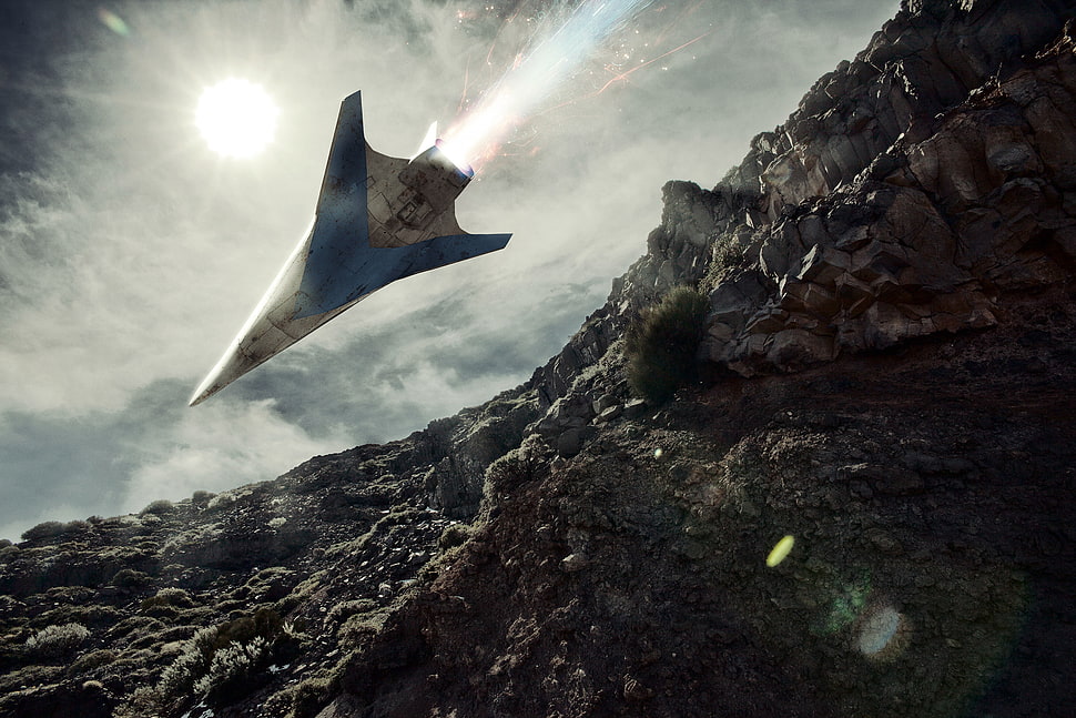 blue and white fighting jet plane HD wallpaper