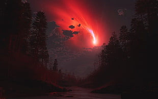 meteor on sky painting, fantasy art HD wallpaper