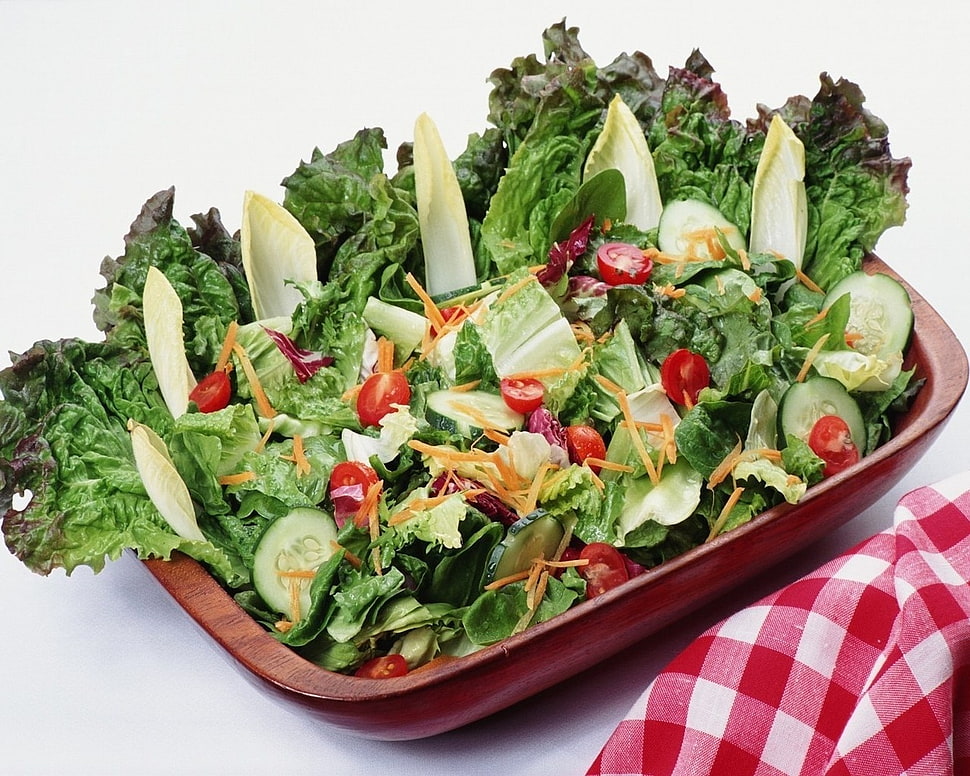 green leafy vegetable with cherry fruits HD wallpaper