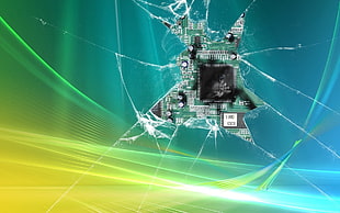 motherboard with crack glass wallpaper HD wallpaper