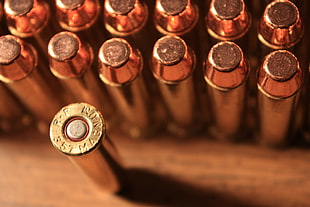 brass-colored bullet lot, weapon, bullet, magnum, ammunition
