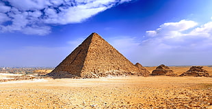 The Great Pyramid, India, pyramid, desert, clouds, landscape