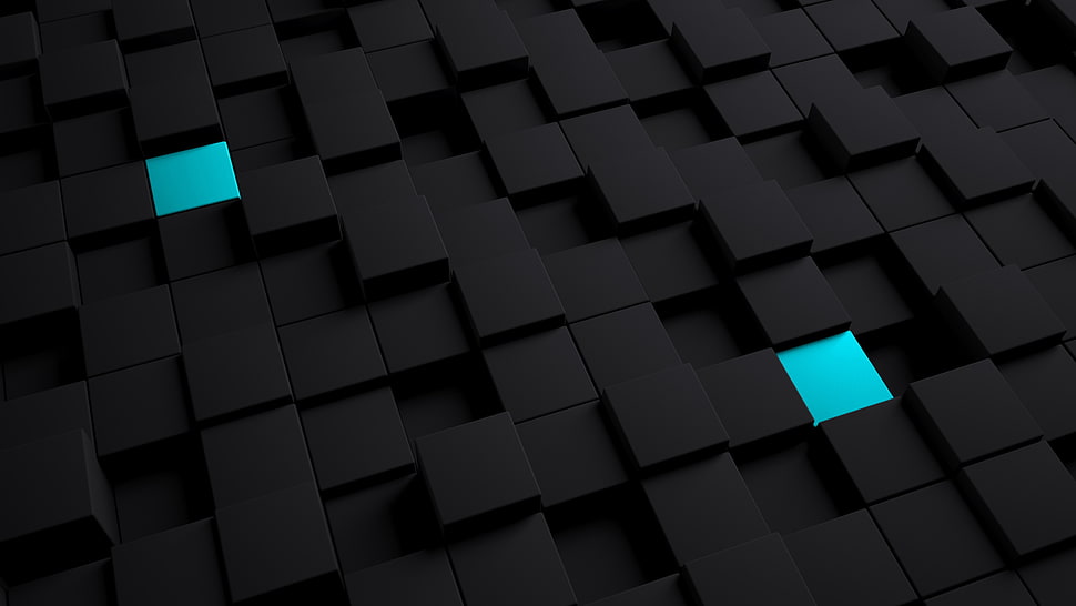 green and black cube illustration HD wallpaper