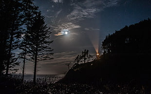 low angled view of lighthouse at nighttime