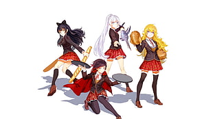 female group anime character, RWBY, Yang Xiao Long, Ruby Rose (character), Weiss Schnee