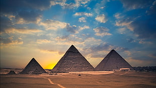 Egyptian Pyramids, pyramid, Egypt, landscape, sunset