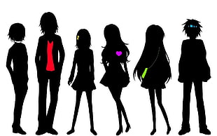 six silhouette animated characters, To Aru Kagaku no Railgun, Misaka Mikoto, Accelerator, Shokuhou Misaki HD wallpaper