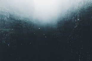 waterfalls poster, landscape, cliff, mist