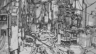 computer, Serial Experiments Lain, wires, artwork HD wallpaper