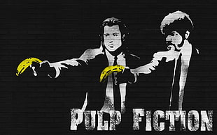 Pulp Fiction poster, Pulp Fiction, bananas, movies, typography