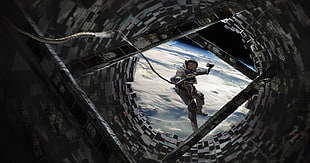 astronaut inside tunnel in space wallpaper, artwork, fantasy art, concept art, astronaut HD wallpaper