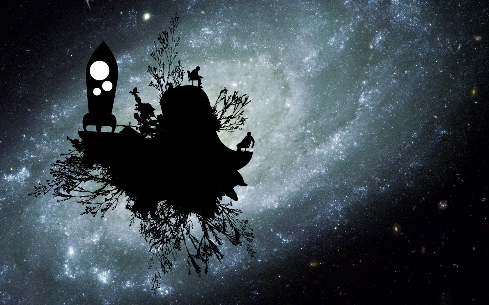 black galaxy themed art illustration