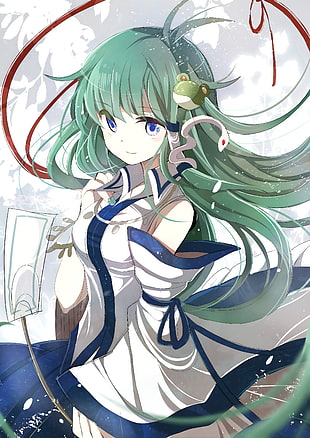 female anime character illustration, anime, Touhou, Kochiya Sanae, green hair HD wallpaper
