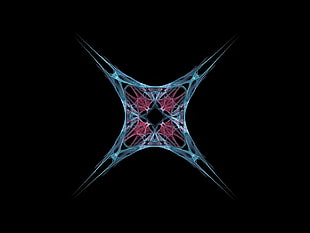 photo of blue, red, and black artwork illustration