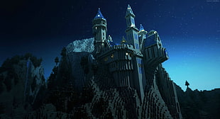 Minecraft castle photo HD wallpaper