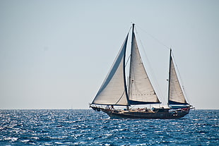 white and brown sail ship under clear sky, fethiye