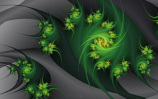green and gray spiral graphic animation HD wallpaper