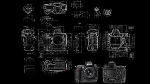 black DSLR camera collage, diagrams, schematic, camera, Nikon