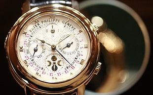 round gold Chronograph wrist watch HD wallpaper