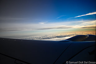 aerial photography of white clouds and blue sky, airplane, clouds