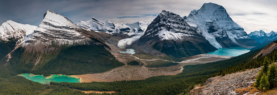rocky mountains with icecaps, landscape, Canada, panorama, Mount Robson Provincial Park HD wallpaper