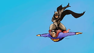 Batman on Superman artwork HD wallpaper