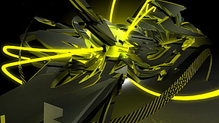 yellow and black motocross dirt bike, abstract, police tape HD wallpaper