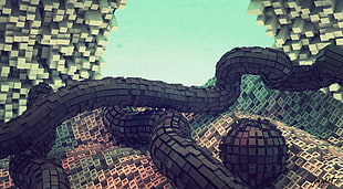 LEGO Bloks, cube, abstract, digital art, geometry