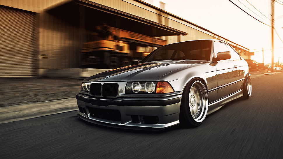 gray BMW E35 coupe time lapse photo HD wallpaper