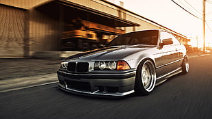 gray BMW E35 coupe time lapse photo