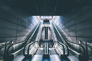 two-way escalator, escalator, subway, underground HD wallpaper