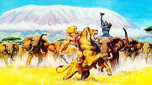 man riding lion illustration, He-Man, He-Man and the Masters of the Universe, Skeletor