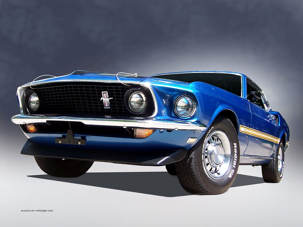 blue coupe, car, race cars, Ford Mustang, muscle cars HD wallpaper
