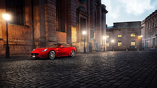 red convertible coupe, car, Cabrio, Ferrari California, Ferrari
