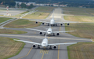 three white airlines, aircraft, airplane, Airbus, Airbus A330